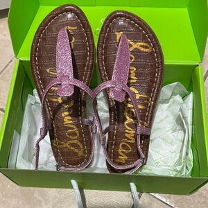 Sam Edelman Pink Glitter Thong Sandals